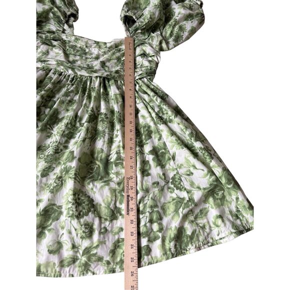 Abercrombie & Fitch Emerson Ruched Floral Mini Dress size M Cream Green - Picture 6 of 10